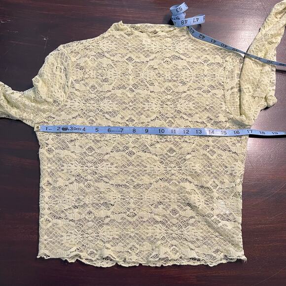 BP Lace Top Pullover Sheer Lime Green Size Medium Y2K - Picture 5 of 7